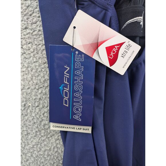 NWT Dolfin Aquashape Women's 46/20 Conservative Navy Blue Lap Swimsuit *FLAWS* - Picture 14 of 15